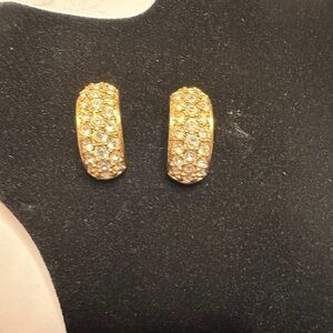 Swarovski Crystal Pierced Half Moon Earrings